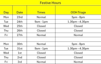 Festive Opening Hours 